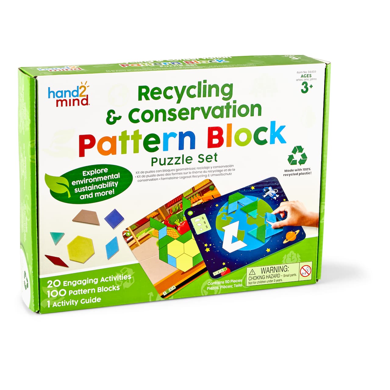 Hand2mind&#xAE; Recycling &#x26; Conservation Pattern Block Puzzle Set